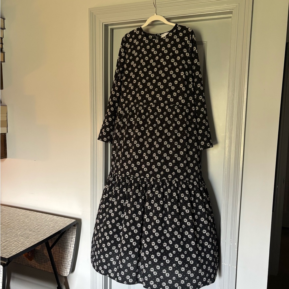 ASOS Black Long-Sleeve Floral Maxi Dress
